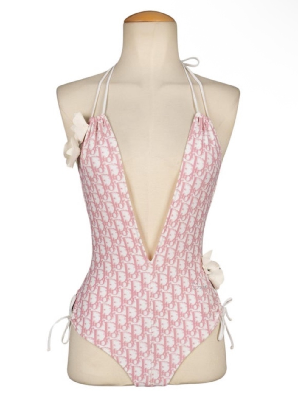 Christian Dior Y2K Vintage John Galliano White & Pink 2004 swimsuit one piece